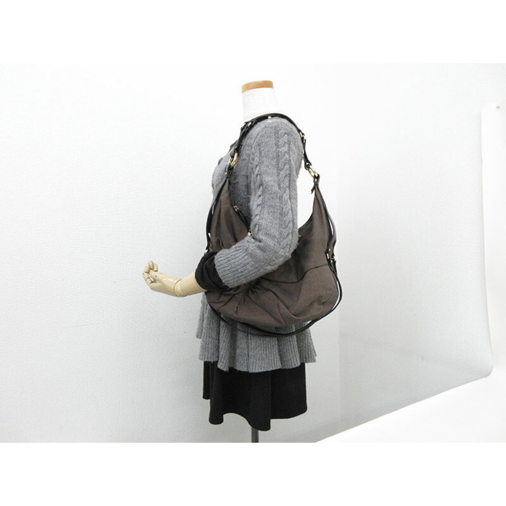 FENDI Shoulder Bag Brown Black Canvas Leather - Picture 10 of 10